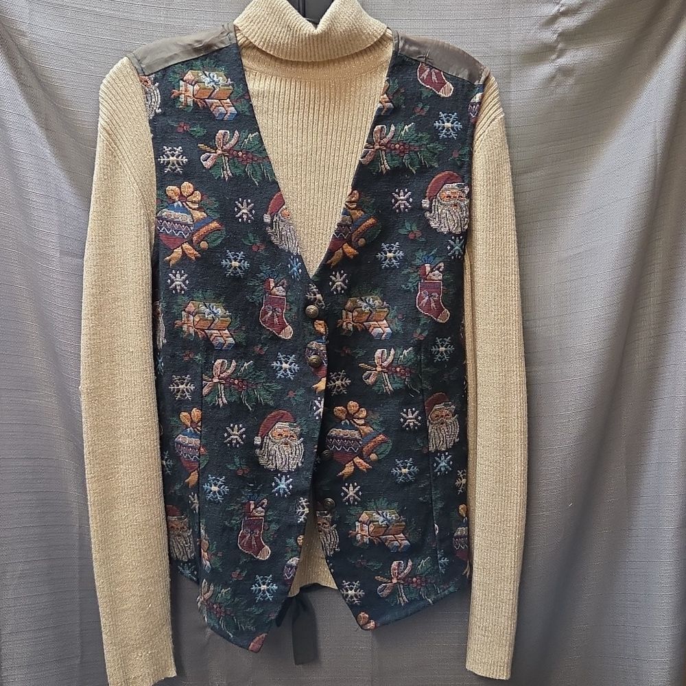 Vintage‎ White Stag Christmas Holiday Santa Vest Size X Large